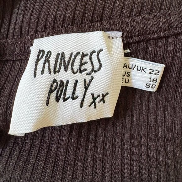 Princess Polly Black Ribbed Sara Playsuit Romper, Square Neck US 18 - Picture 10 of 12